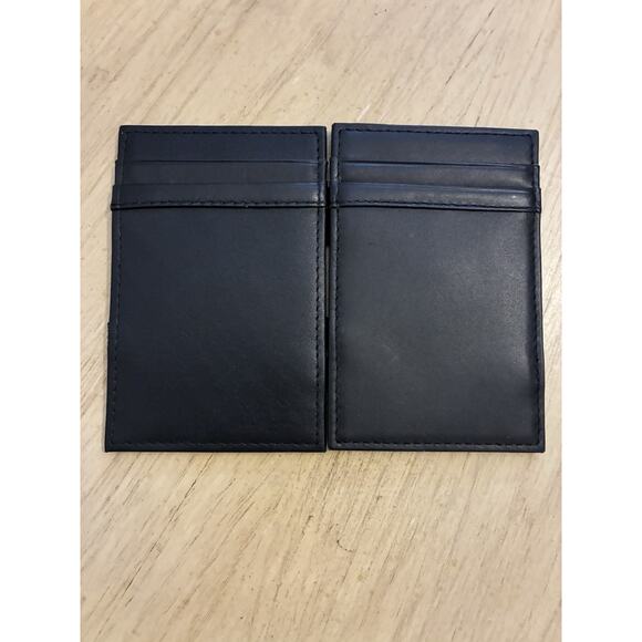 J. CREW Men's Leather Wallet Slim Magic Elastic Wallet Dark Brown Espresso - Picture 3 of 9